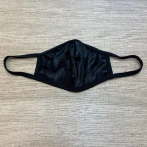 Velvet Fabric Face Mask Taupe with Black Trim - Image 2