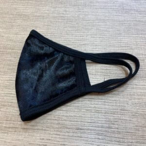 Velvet Fabric Face Mask Taupe with Black Trim - Image 3