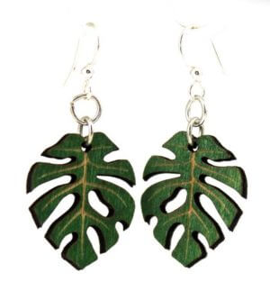 Split Leaf Philodendron Leaf Blossoms Earrings