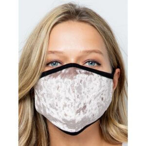 Velvet Fabric Face Mask Taupe with Black Trim