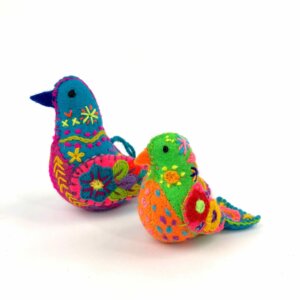 Embroidered Song Bird Ornaments - small