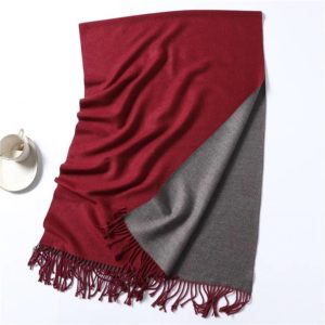 Two Tone Pashmina Feel Winter Shawl in Mustard - Image 3