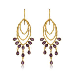 Amethyst 22k Brushed Gold Filled Loopy Danglers