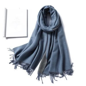 Two Tone Pashmina Feel Winter Shawl in Blue