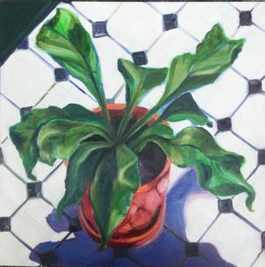 “Bird’s Nest Fern on Checkerboard Floor” - Bridget Bresnahan