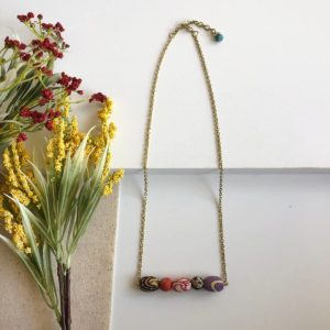 Kantha Pebbled Bar Necklace