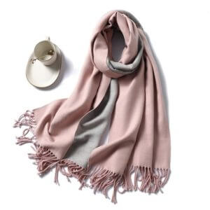 Two Tone Pashmina Feel Winter Shawl in Rose