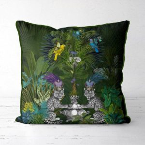 Pillow Cover Blue Lemur, Tropical Leopard