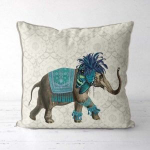 FabFunky Ltd - Niraj Indian Elephant Blue Pillow Cover