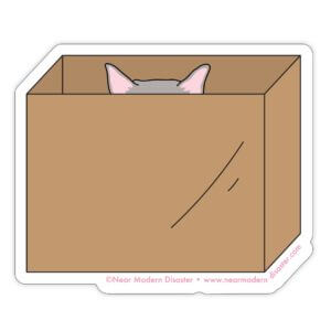 Near Modern Disaster - Cat in Box - 3" vinyl sticker