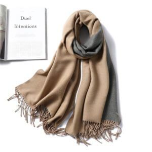 Two Tone Pashmina Feel Winter Shawl in Beige
