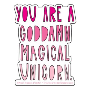 Near Modern Disaster - Goddamn Magical Unicorn - 3" vinyl sticker