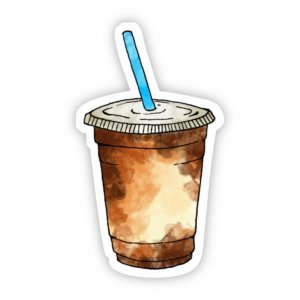Big Moods - Iced Coffee Blue Straw Sticker