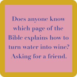 Drinks on Me coasters - Page in the bible coaster