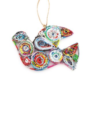 Acacia Creations - Recycled Paper Colorful Dove Ornament