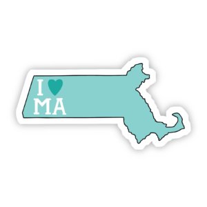 Big Moods - I Love Massachusetts Teal Sticker