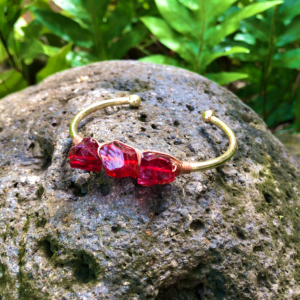 Moon Child - Garnet Raw Gemstone Gold Bangle Cuff Bracelet "Strength, Anxiety & Balance" Bracelet