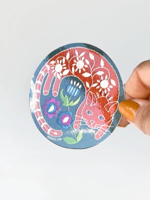 Rikrack - Garden Cat 3" vinyl circle sticker