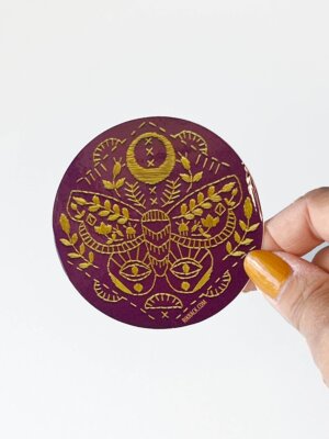 Rikrack - Mythic Moth 3" vinyl circle sticker