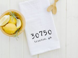 Indigo Tangerine - Customizable Zip Code - Cotton Tea Towel