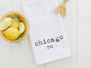 Indigo Tangerine - Customizable Area Code - Cotton Tea Towel