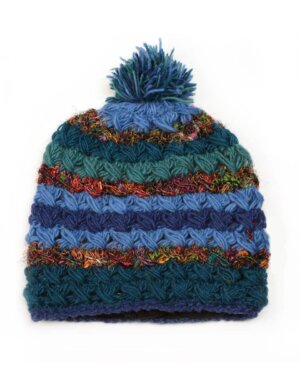 Zig Zag Asian Collection - Crochet Beanie with Silk