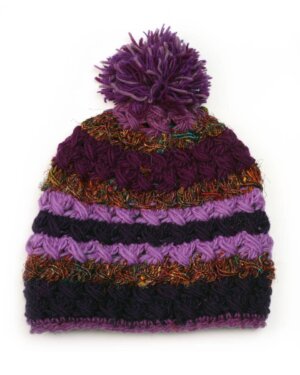Zig Zag Asian Collection - Crochet Beanie with Silk