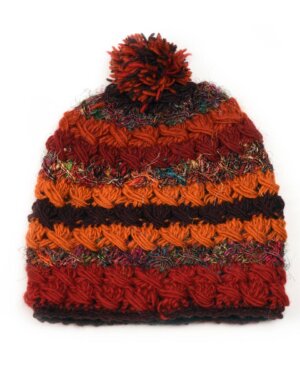 Zig Zag Asian Collection - Crochet Beanie with Silk
