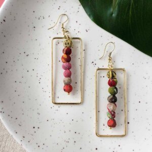 WorldFinds - Framed Kantha Earrings