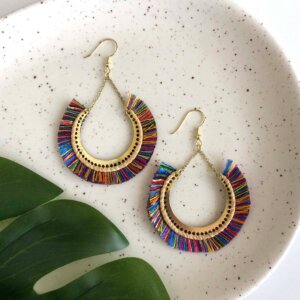 WorldFinds - Contoured Fringe Earrings - Multi