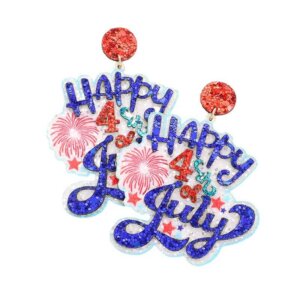 Madeline Love - USA Flag Glittered Fireworks Happy 4th Of July Earrings