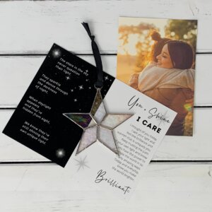 The Grandparent Gift Co. Inc. - You + Shine: I Care Handmade Stained Glass Star 7705