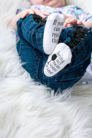 Dorothy’s Reason - Bring my Mom Some Wine Baby Socks | Wine Gifts | Baby Items