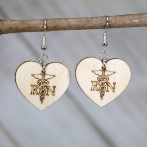 Cates Concepts - Registered Nurse "RN" Wooden Dangle Earrings