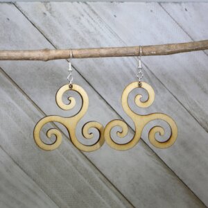 Cates Concepts - Celtic Triskele Symbol Wooden Earrings