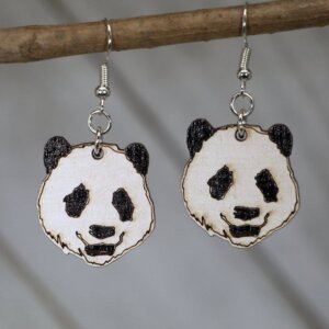 Cates Concepts - Panda Bear Wooden Dangle Earrings