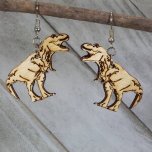 Cates Concepts - Tyrannosaurus, T Rex Wooden Dangle Earrings