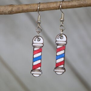 Cates Concepts - Barber Pole Wooden Dangle Earrings