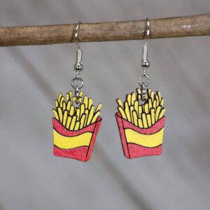 Cates Concepts - French Fry Wooden Dangle Earrings