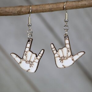 Cates Concepts - ASL "I Love You" Wooden Dangle Earrings