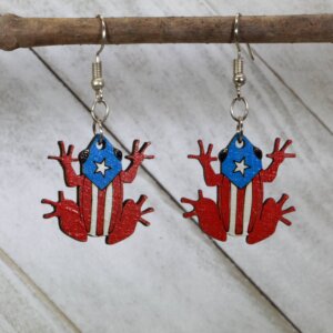 Cates Concepts - Puerto Rico Coquí Frog Wooden Dangle Earrings
