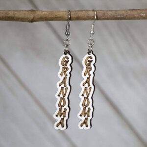 Cates Concepts - Grandma Vertical Wooden Dangle Earring