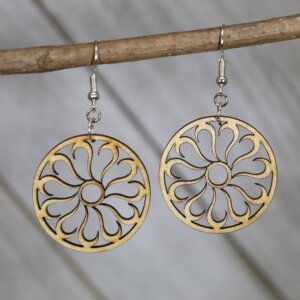 Cates Concepts - Circle Cutout Flower Wooden Earrings