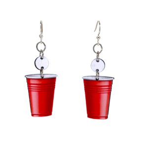 Green Tree Jewelry - Beer Pong Red Cup Earrings​ #1759