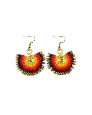 Zig Zag Asian Collection - Waxed Cotton and Brass Macrame Earring