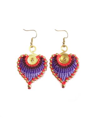 Zig Zag Asian Collection - Waxed Cotton Leaf Earrings