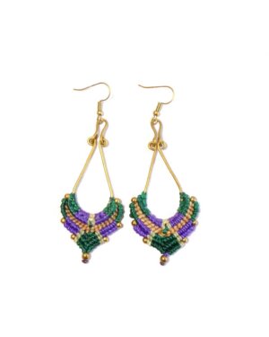 Zig Zag Asian Collection - Waxed Cotton Chandelier Earrings