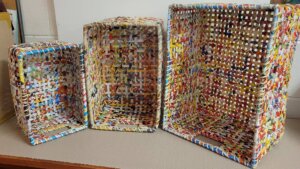 The Upcycled Paper Company - Rectangle Basket - Set Of 3 - Recycled Paper