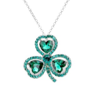 Madeline Love - Heart Crystal Rhinestone Clover Pendant Necklace