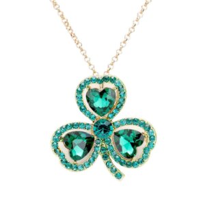 Madeline Love - Heart Crystal Rhinestone Clover Pendant Necklace